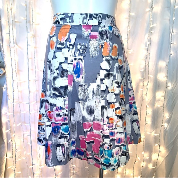 LANE BRYANT ⭐️ Gray Watercolor Cotton Panel Skirt - Picture 6 of 9